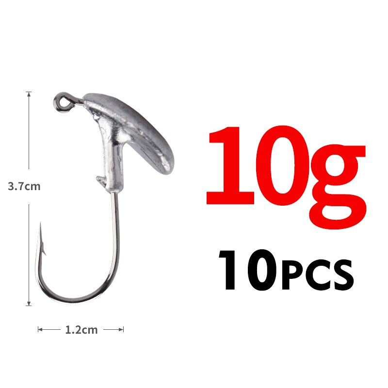 MEREDITH 10 PCS/Lot fente de sang plomb gabarit tête gobelet crochet de pêche 3.5g 5g 7g 10g 14g crochet pour leurre souple en acier au carbone crochet de pêche: 10g-10pcs