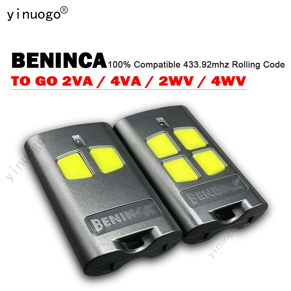 BENINCA TO GO 2WV 4WV 2VA 4VA Télécommande de porte de garage 433.92mhz Rolling Code BENINCA Télécommande BENINCA TOGO2VA TOGO2WV