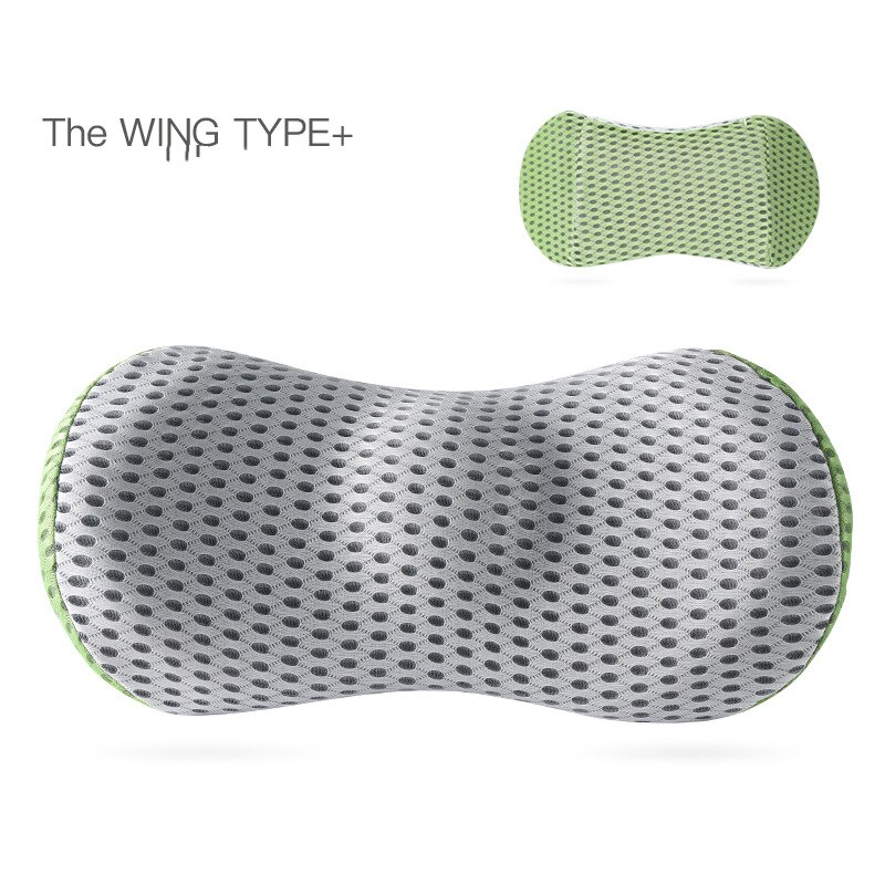 Autostoel rugkussen taille ondersteuning kantoor auto taille kussen stoelzitting kussen memory foam rug taille kussen lage rugpijn: Grijs en groen