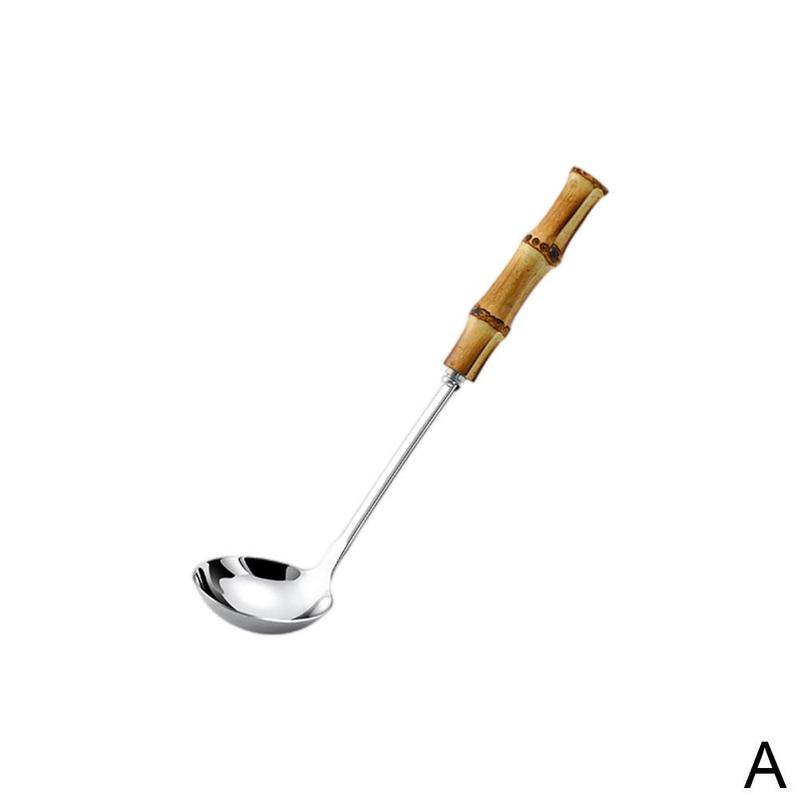 Kitchen Steel Long Handle Gold Soup Ladle Slotted Colander Spoon Filter Pot Strainer Cooking Skimmer Set Tool I6S8: A