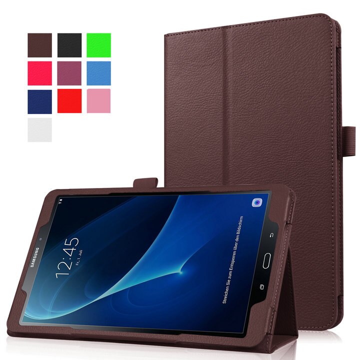 Tab A 10.1 T580 T585 etui z klapką do Samsung Galaxy Tab A6 10.1 2016 SM-T580 SM-585 PU skórzany stojak inteligentna pokrywa dla Tab A6 10.1: Brown