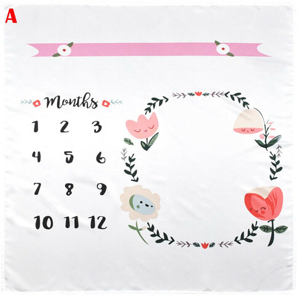 Nyfödd baby filt spädbarn baby milstolpe fotografi prop månatliga blommor nummer foto prop bakgrundsduk foto tillbehör: Svart