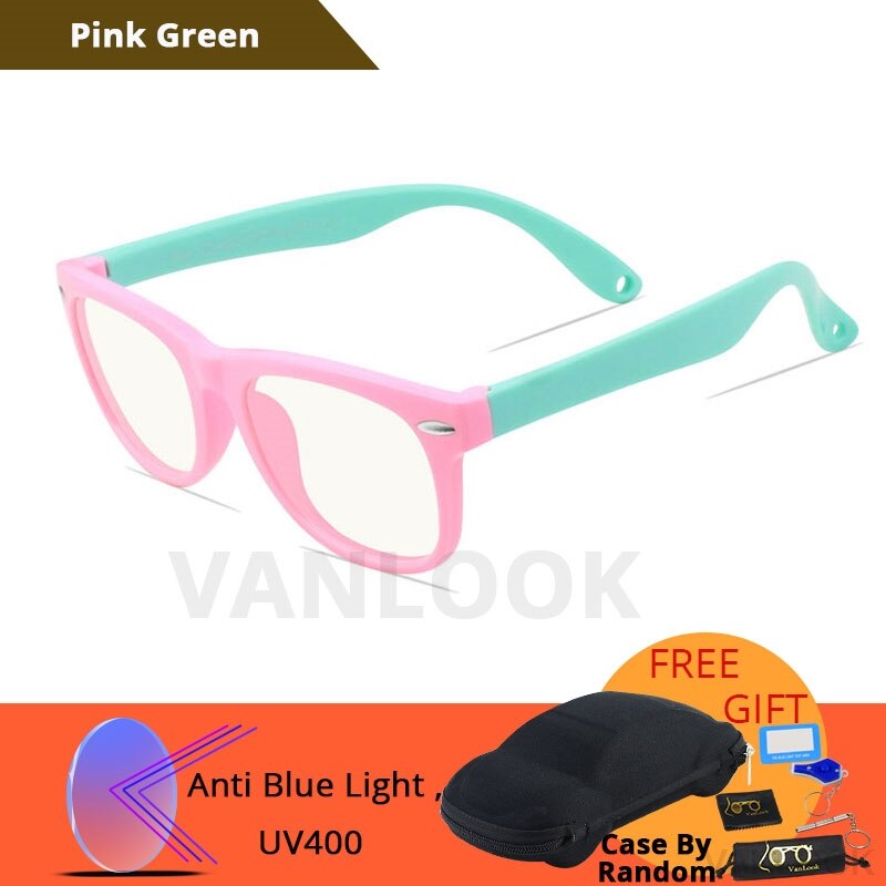Silica Gel Kids Screen Glasses Gaming Blue Light Blocking Protective Computer for Boys Girls Child Kacamata Anti Radiasi: Pink Green