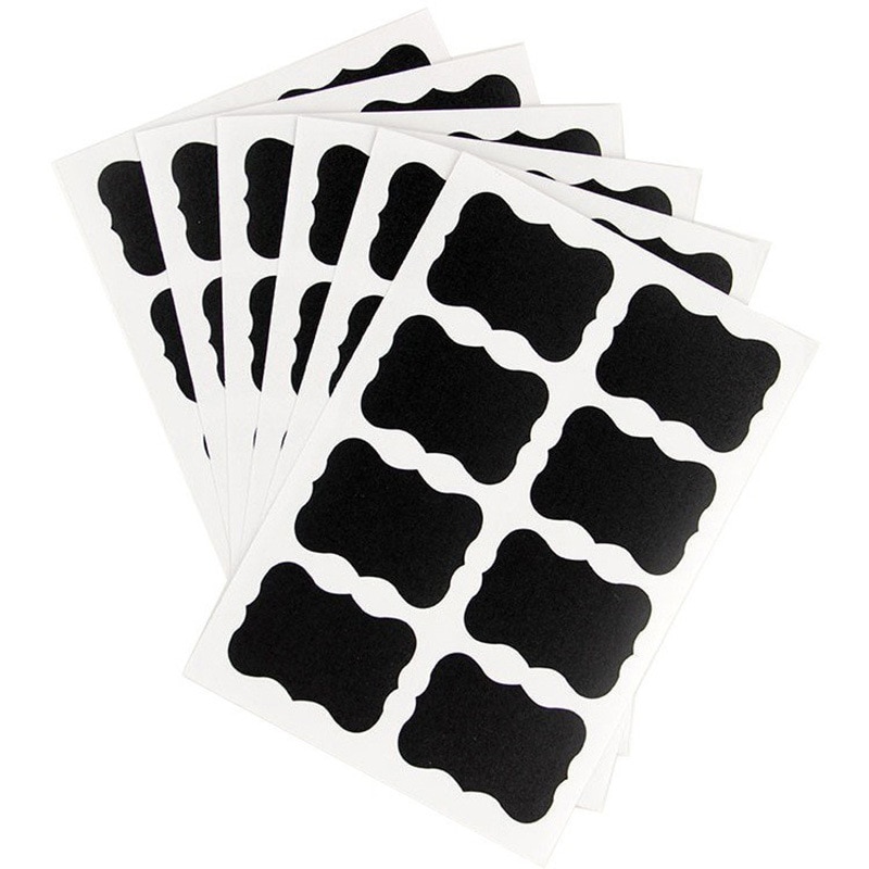 64 stickers/set Blackboard Craft Sticker Kitchen Storage Jar Box Label 5cm x 3.5cm Black Spice Storage Box Blackboard Sticker: Default Title