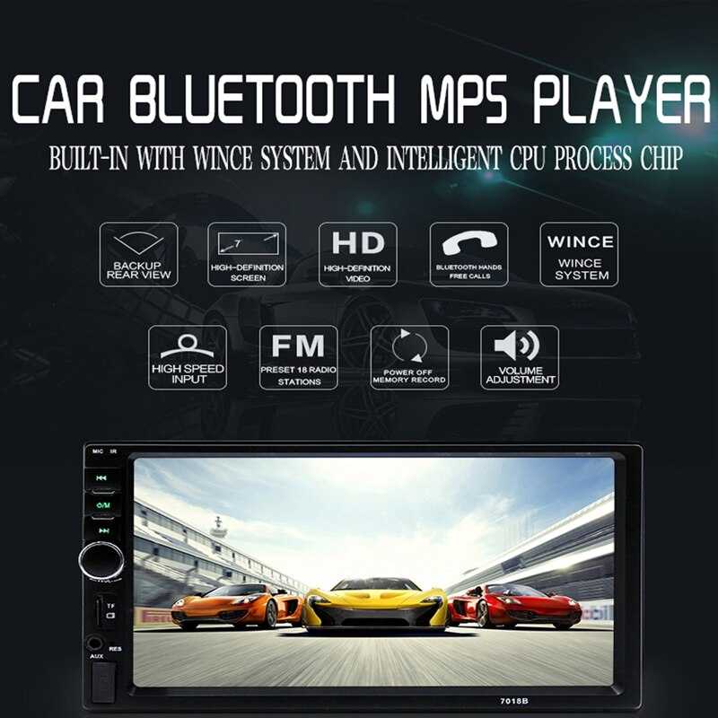 7018B reproductor de función múltiple Universal para coche grabadora de Radio para coche contacto Sn coche o espejo retrovisor Bluetooth Multimedia Playe
