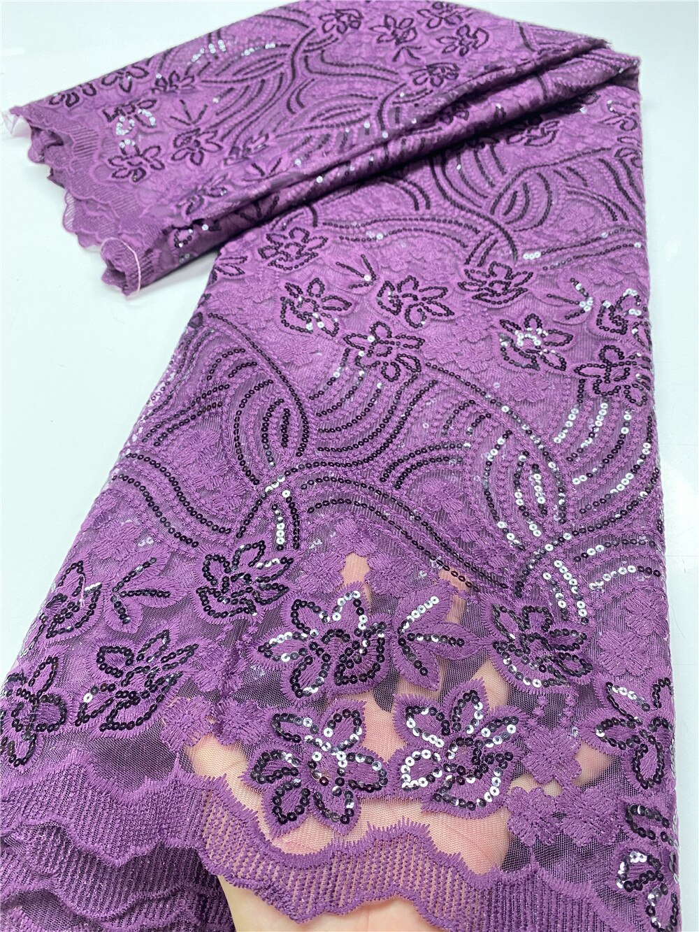 French Net Lace Fabric Lace Latest African Lace Fabric Embroidery Nigerian Mesh Tulle Lace Fabrics YA3563B-5: Picture 4