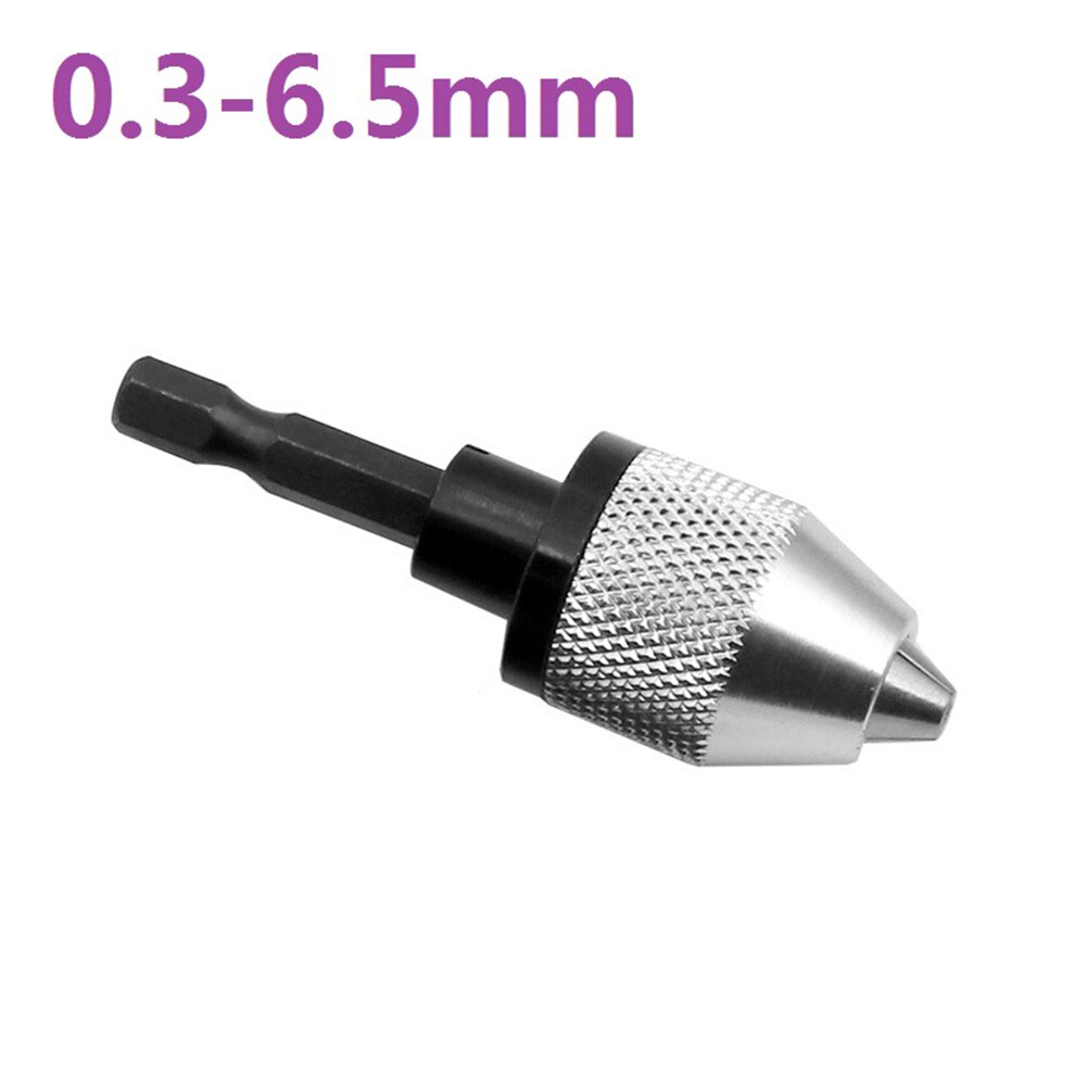 Hex Drill Bits Adapter Keyless Shaft Chuck Clamp 0.3-6.5mm Electric Motor Shaft Mini Chuck Fixture 1/4 ''Hex Shank Drill Chuck