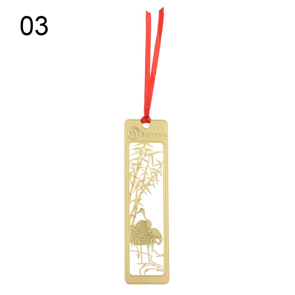 Metal Bookmarks Literature Art Brass Leaf Bookmarks Teacher Stationery Clip Hollow Book Holder Office Students Supplies: 3 bamboo