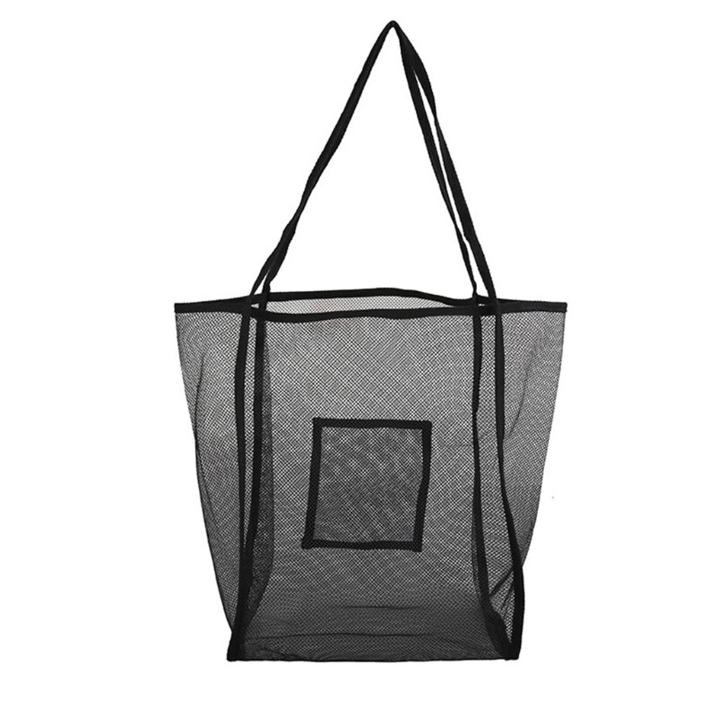 Vrouwen Mesh Strandtas Extra Grote Strandtas Bakken Voor Holding Strand Speelgoed Handdoek Kruidenier Picknick Schouder Handtas Boodschappentas: Black