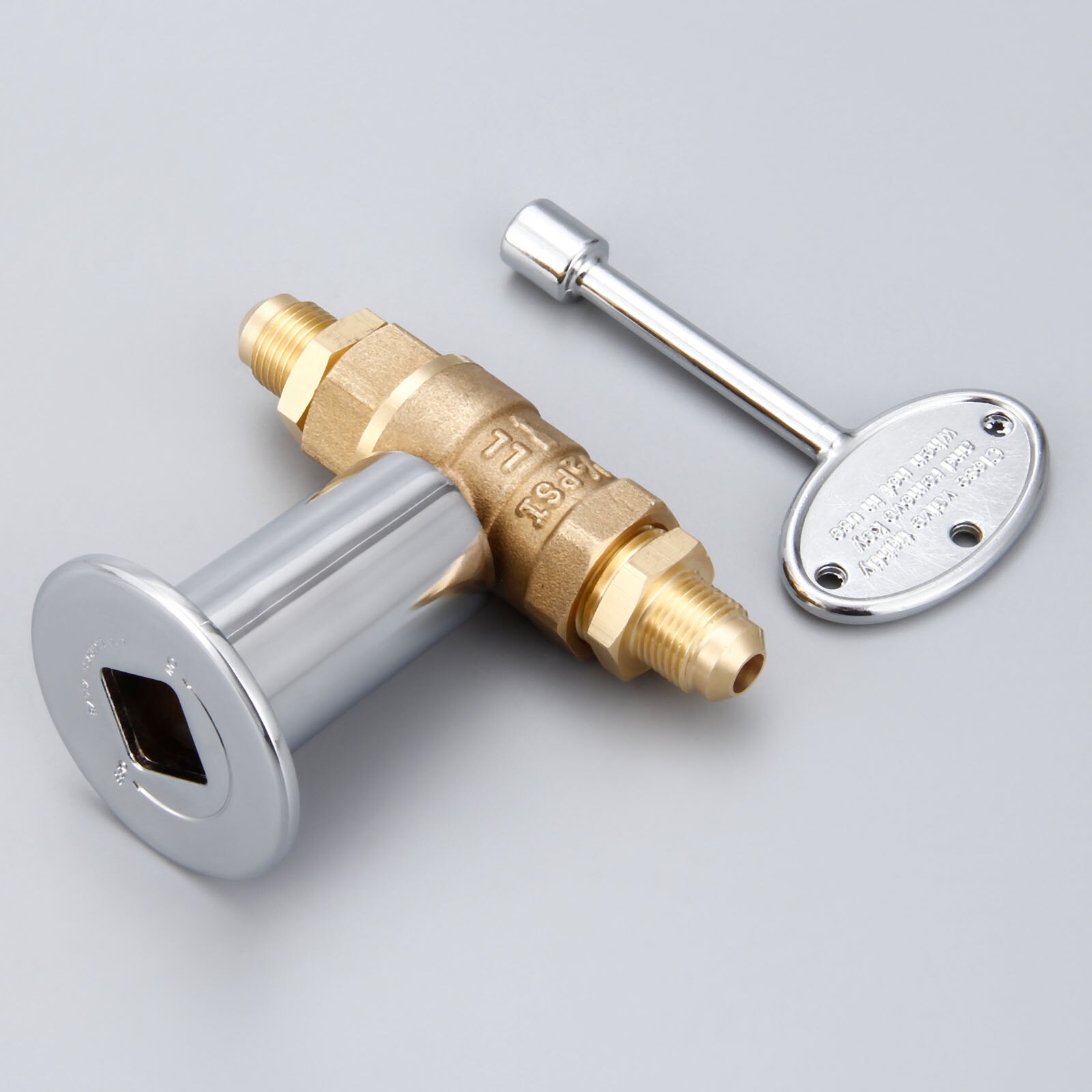 Gas LPG Propane Fuels Fire Pit 1/2 Inch Straight Quarter-Turn Shut-Off Valve +3-inch Key +3/8 Male Flare X 1/2 NPT Fittings