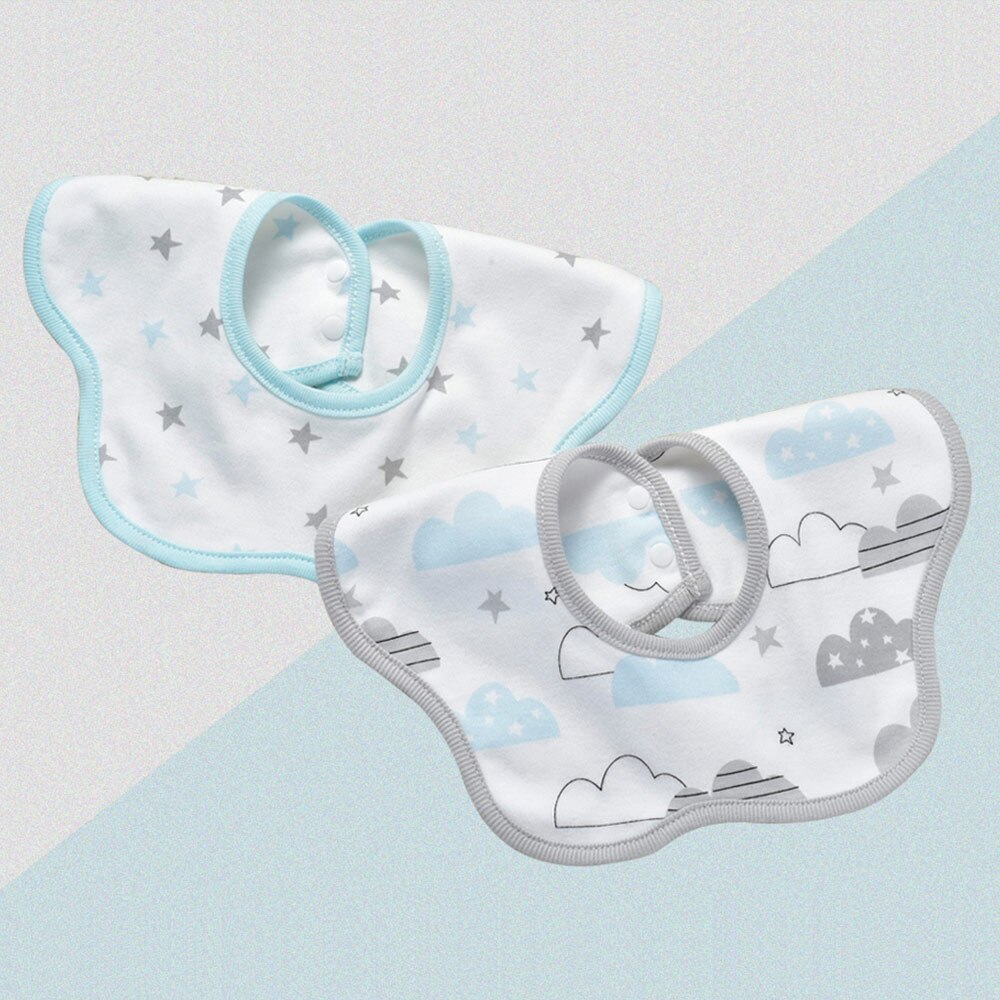 Insular Cartoon Print Baby Slabbetjes 360 Graden Draaibare Bandana Bib Waterdicht Eenvoudig Te Reinigen Speeksel Handdoeken Baby Kant Burp Doek: Clouds