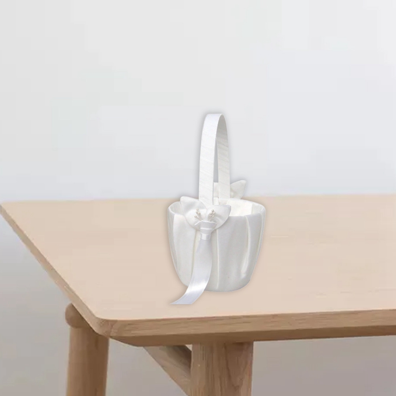 2Pcs Calla Lily Wedding Flower Girl Basket with Ribbon Flower Basket Storage Basket Wedding Party Decoration