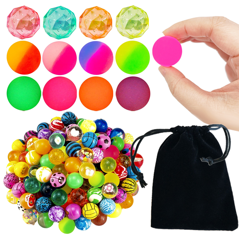 20 Stück bunte Hüpfbälle mit Aufbewahrungstasche, 25 mm, Kunststoff, Elastizität, Kinderspielzeugball für Spiele im Freien, Geburtstagsgeschenk, TMZ