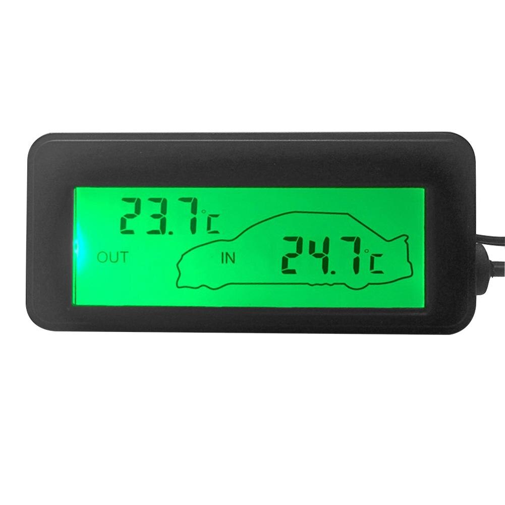 Auto Lcd Thermometer DC12V Digitale Thermometer Lcd Auto Binnen Buiten Backlight Mini Thermometer: green