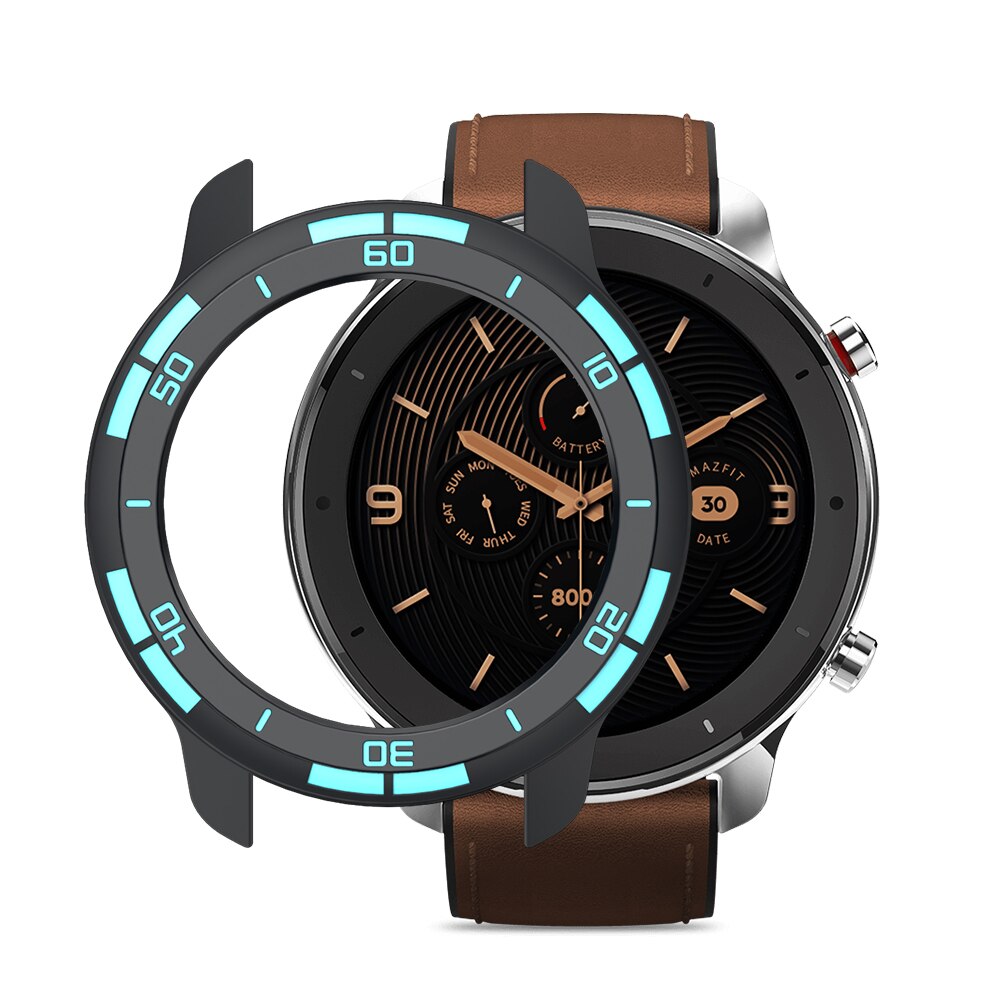 nouvelle couverture de montre pour Huami AMAZFIT GTR 47mm montre housse coque cadre protecteur: TPU Black Blue