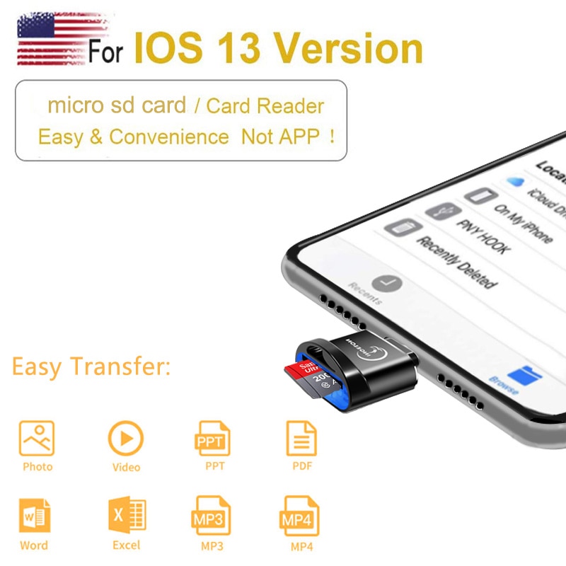 INGELON para Apple OTG adaptador Lightning teléfono móvil tableta a TF/tarjeta Micro SD 3,0 mini lector de tarjeta de metal iphone 7 8 adaptador