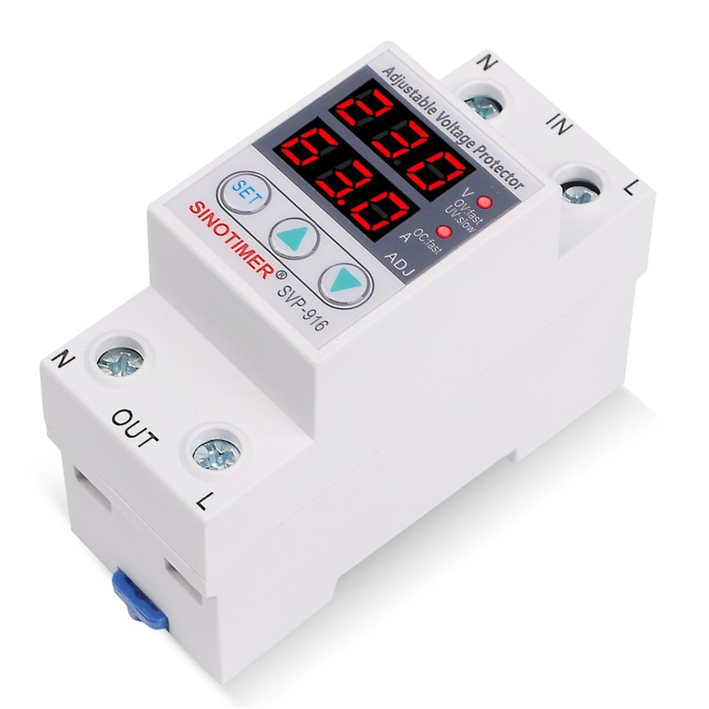 SINOTIMER SVP-916 230V 40A/63A Einstellbare Auto-Erholung Unter/Über Spannung Schutz Relais Unterbrecher Schutz Gerät mit LED