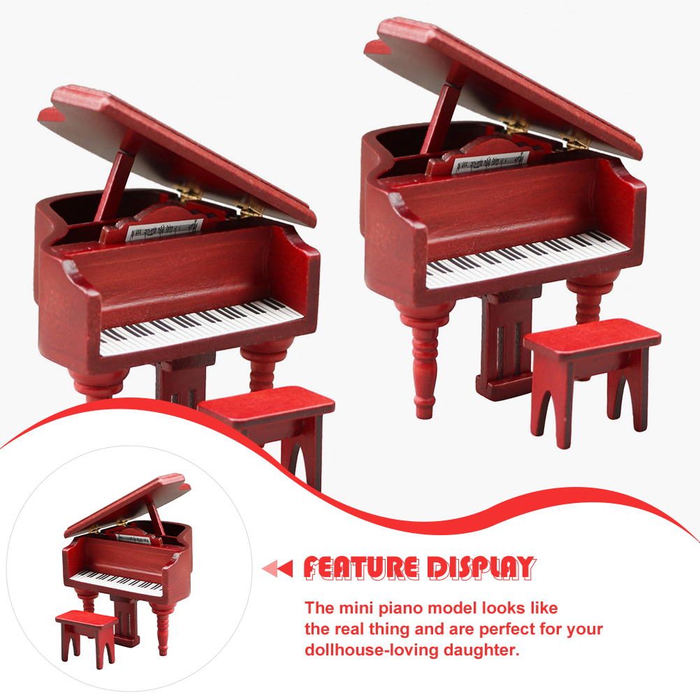 Mini Piano en bois avec tabouret, 1 ensemble