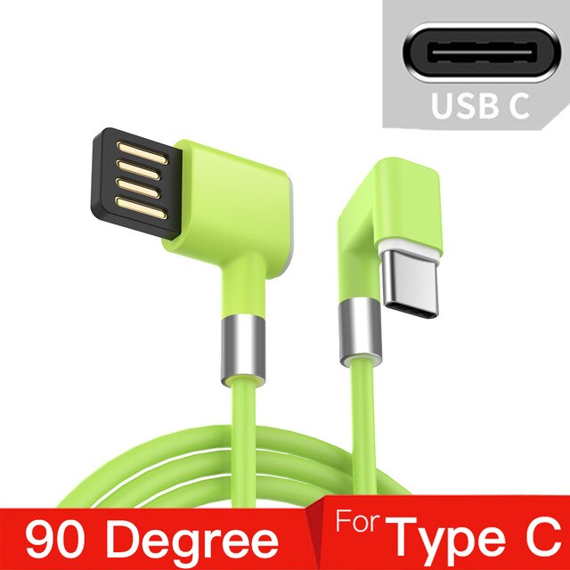 2.4A USB Tipo di Cavo C per Samsung S10 S20 180 ° Angolo di Veloce di Ricarica micro USB Cavo C per Xiaomi huawei Cavo Dati USB Del Telefono mobile: verde for genere C