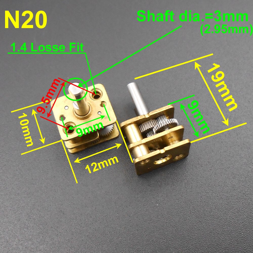 10 stk alle metal gear reduktion  n20 reduktion gearkasse gearkasse dia .3mm aksel diameter 3mm 12 mmx 10 mmx 19mm 4g gør det selv tilbehør  *ck002
