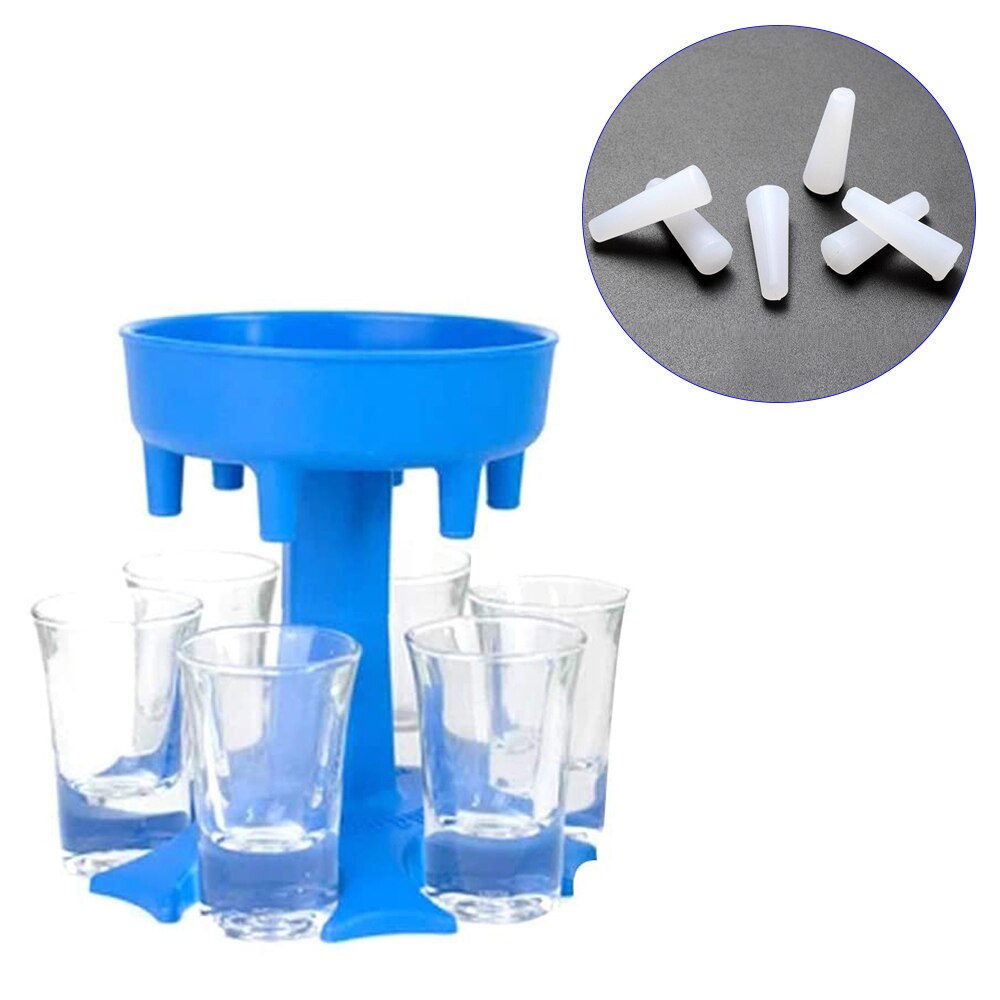 Portable 6 Shot Glass Dispenser Holder Fast Wine Glass Dispenser Beer Dispenser Caddy Liquor Dispenser Party Bar Accessory: Blue Transparent cup