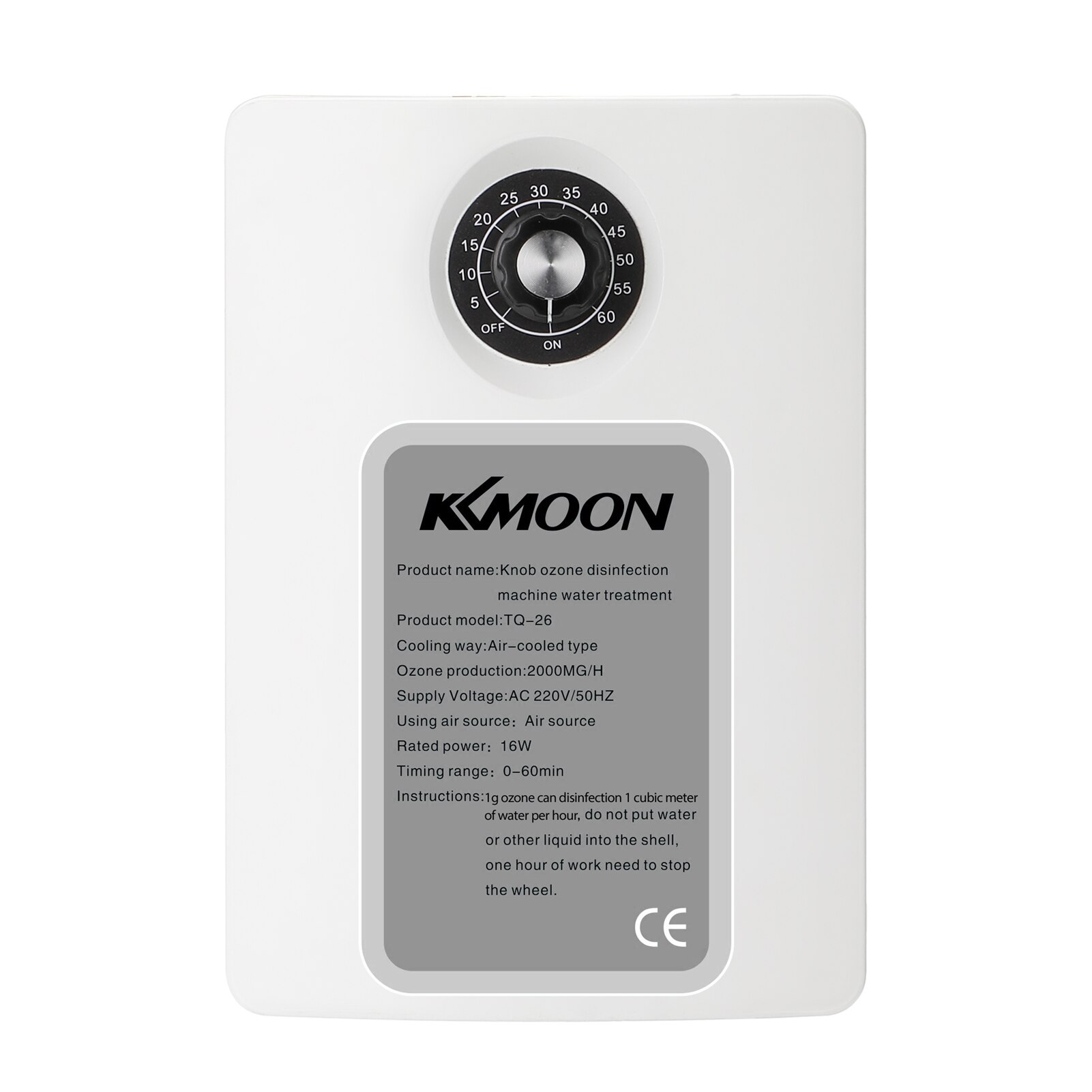 KKmoon TQ-26 Portable Active Ozone Machine Generator Purifier 2000mg/h Air Water Water Food Preparation Ozone Generators Ionizer