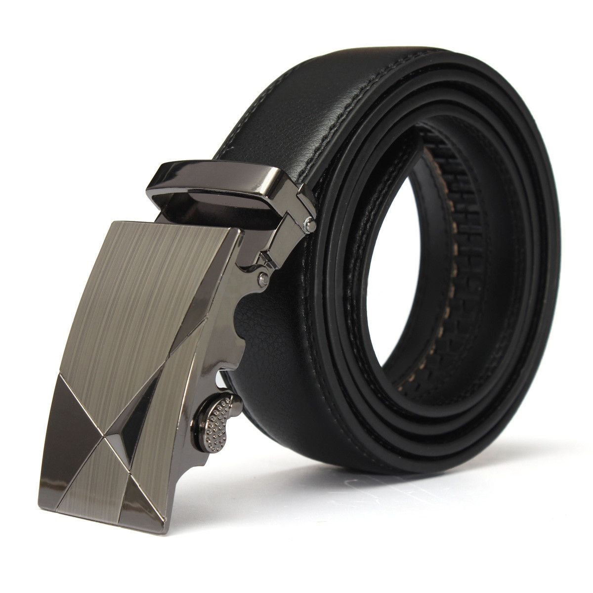 Luxe Zwart Lederen Automatische Mens Casual Tailleband Taille Riem Riem Riemen