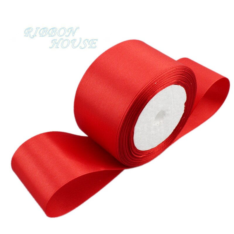 (25 Yards/Roll) Rood Single Gezicht Satijnen Lint Cadeaupapier Kerstmis Linten