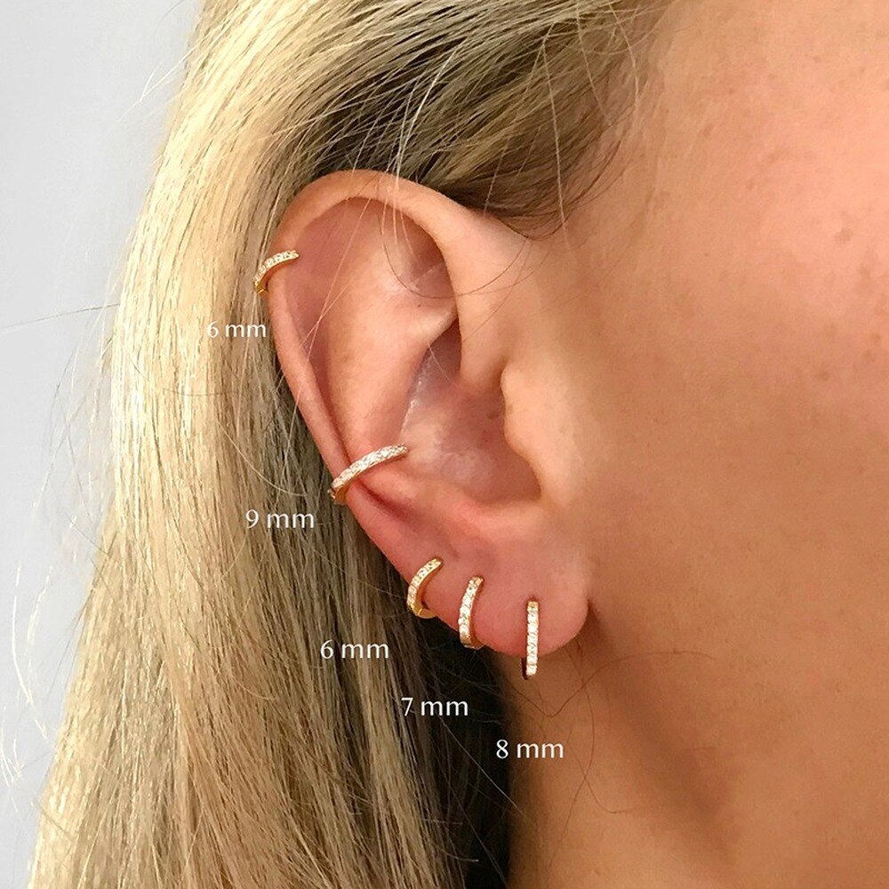 Krystal øreringe til kvinder brusk øre tragus helix piercing guldbelægning zirkon bøjle ørering smykke
