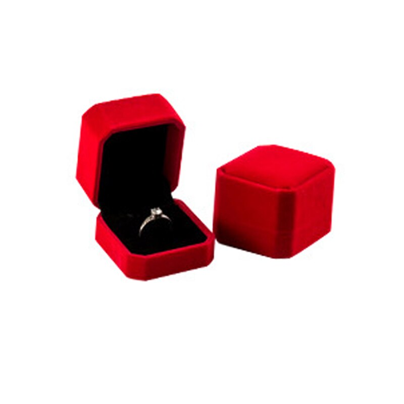 1 PC Storage Presentation Necklace/Bracelet/Ring/Pendant Jewelry Box Velvet Case Plastic Display Box 4 Colors: Red Ring  Box