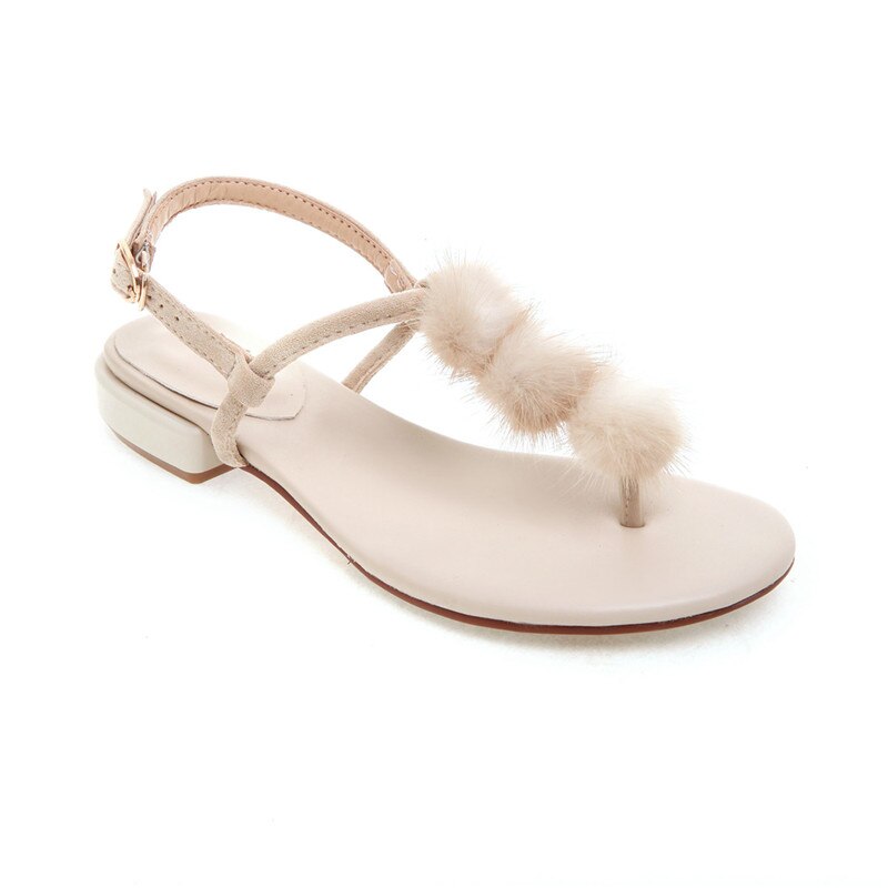 Morazora flock sandaler kvinder klipklapper spænde sommer strandsandaler søde afslappede flade sko kvinder: Beige / 7