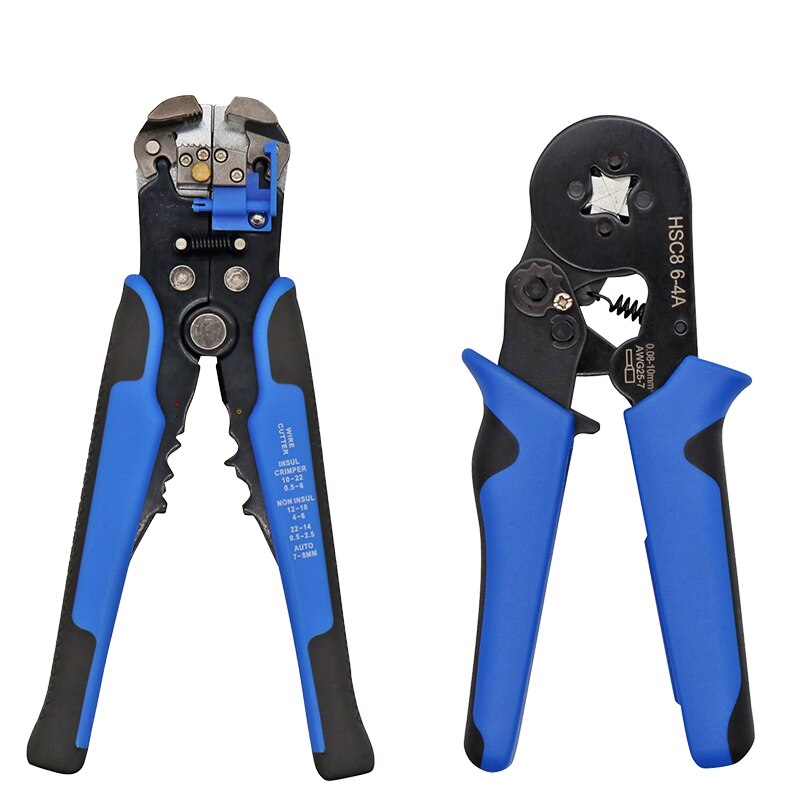 HS-D1 Wire Stripping Tool Self-adjusting 8" Automatic Wire Stripper Pliers Tool for Wire Stripping, Cutting, Crimping 10-24 AWG: D2 AND 6-4 Blue