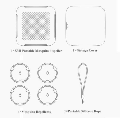 Originele xiaomi mijia zmi muggenverdrijver, insectenverdrijver, mini tuin, buiten, stofdicht, auto, draagbare muggenverdrijver: Apparaat voeg 4 films toe