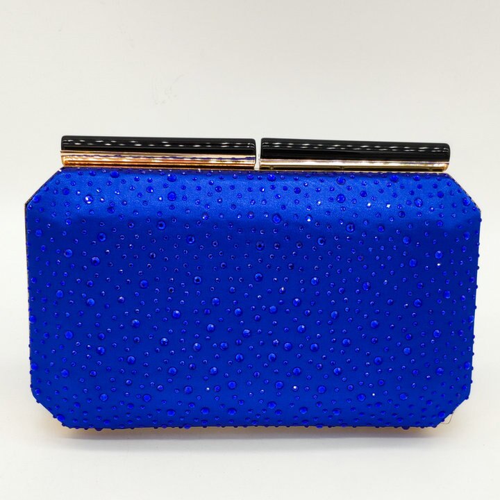 Boutique De FGG Oranje Crystal Vrouwen Evening Clutch Bag Metalen Frame Acryl Sluiting Bruiloft Banket Keten Schoudertas Handtas: Blue Evening Bag