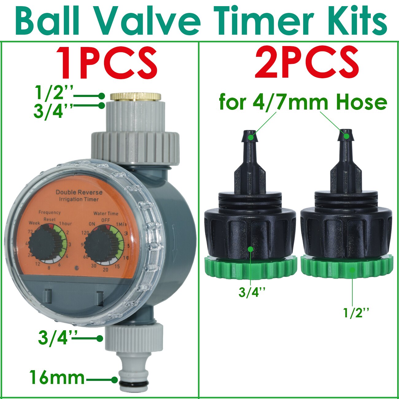 Garden Ball Valve Water Timer Double Dial Automatic Electronic Watering Timer Home Garden Irrigation Irrigator Controller System: PURPLE