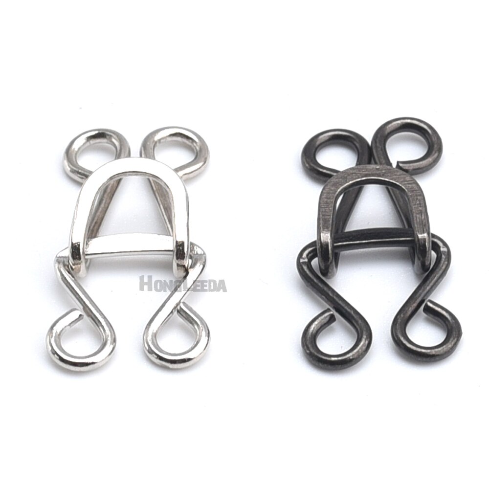 50 set/lote grande de metal latón gancho/gancho de ojo 16 # pantalones/falda/pantalón/gancho para ropa ojos níquel plata negro color níquel