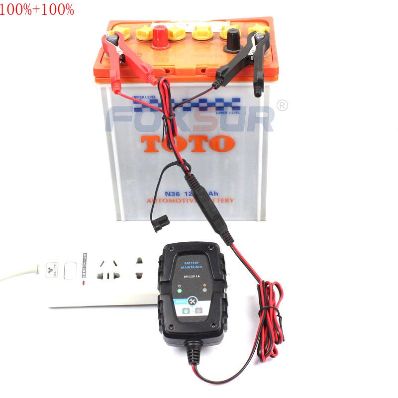 6v 12v 1a automatisk smart batteriladdare underhållare för bil motorcykel skoter batteriladdare med sae snabbkoppling