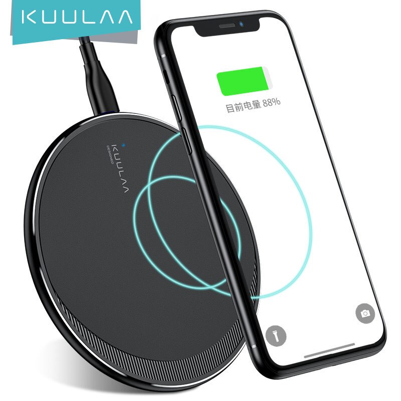 KUULAA-cargador inalámbrico Qi para móvil, dispositivo de carga rápida de 10W, compatible con iPhone 11 Pro, 8, X, XR, XS Max, Samsung S10, S9, S8