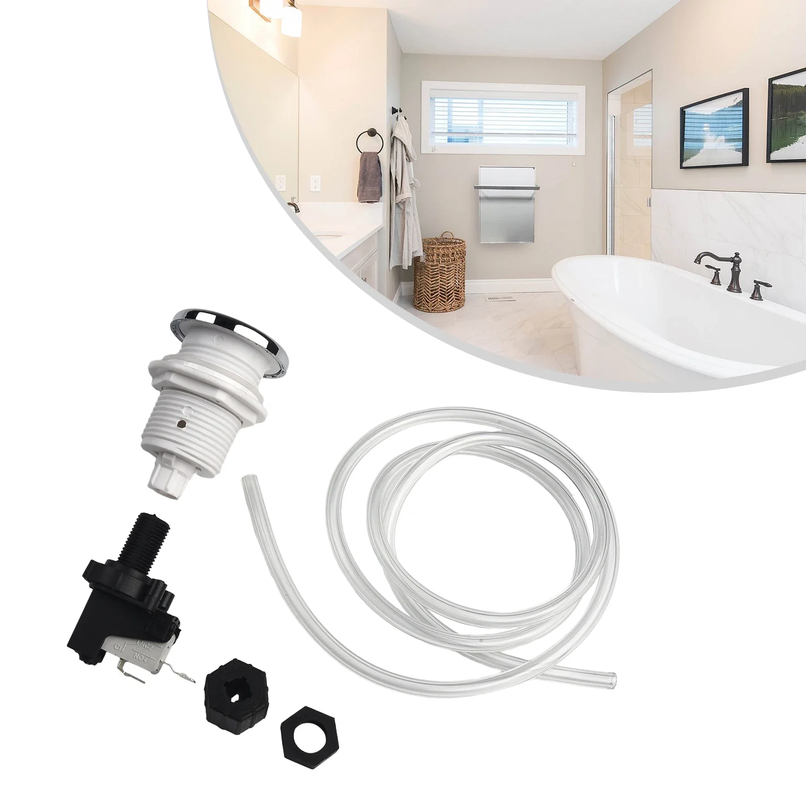 Pneumatic Switch On Off Push Air Switch Button 32mm For Bathtub Spa Waste Garbage Disposal Switch 125-250V 16A