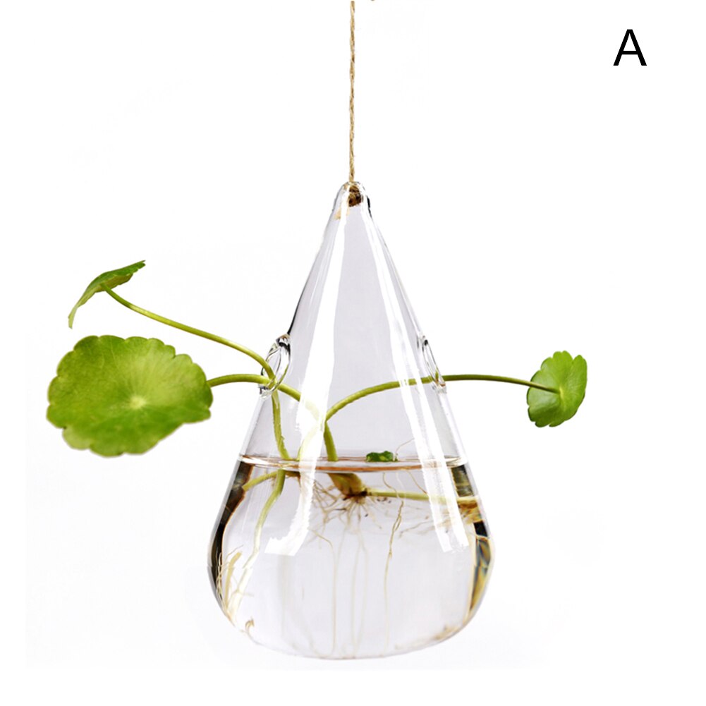 Hanging Transparent Glass Vases Flower Hydroponic Plants Office Home Decoration Terrarium DEC889: A