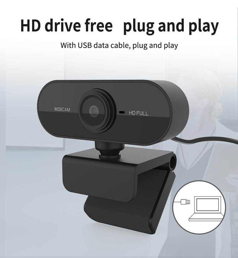 Telecamera di rete per computer Full HD 1080P con microfono Spina USB PC Mac Laptop Desktop Videochiamata in diretta Mini telecamera da lavoro