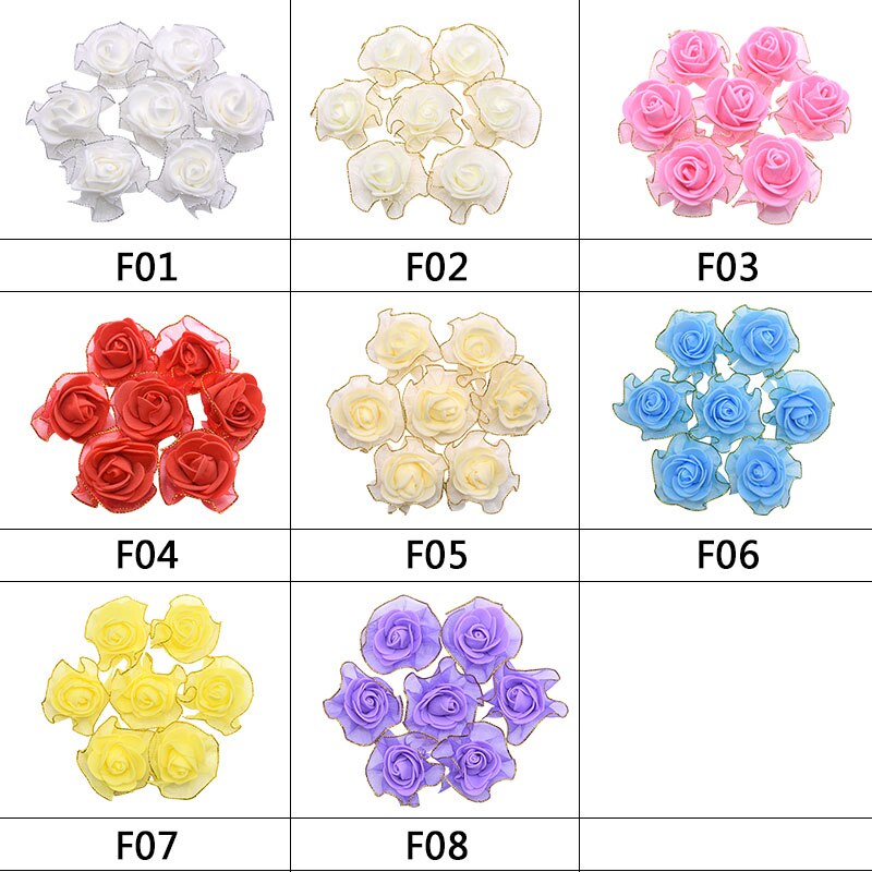 20 stk 4cm rosehoder kunstige skumblomster med glitter tyll til bryllup tutu dekorasjon utklippsbok diy blomsterkrans bukett