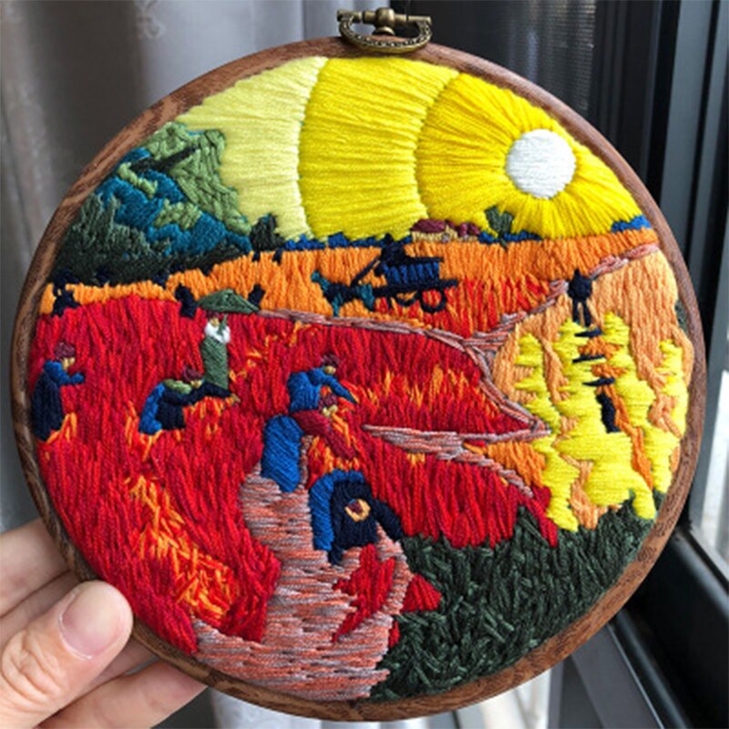 Landscape Painting Embroidery Materials Package DIY Handcrafts Cross Stitch Kits Beginner Embroidery Supplies Needlework Set