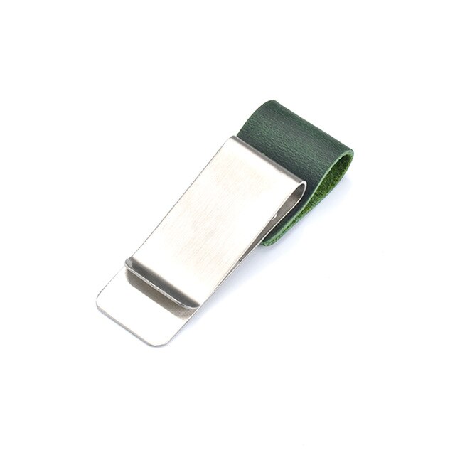 Stainless Steel & Leather Pen Clip Metal Pen clip Crazy horse/Wax leather series Accessories of Traveler's Notebook: Green