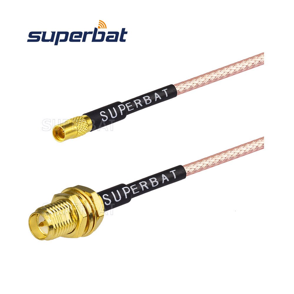 Superbat mmcx jack fêmea a RP-SMA jack fêmea anteparo pino porca conector trança cabo de extensão rg316 10cm para sem fio