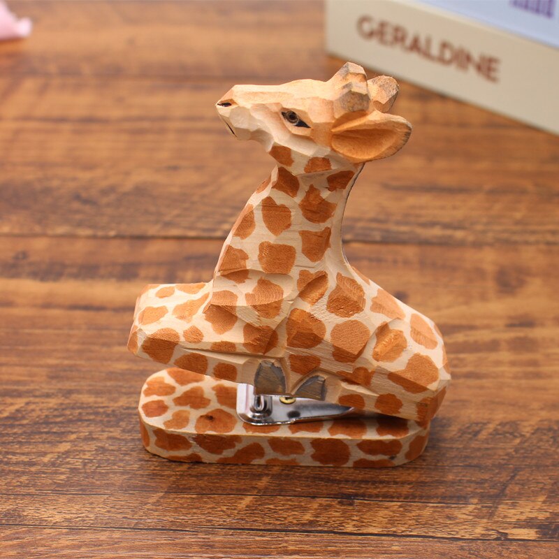 Grapadora creativa hecha a mano con de flamenco, Mini grapadora de madera con 3D de animales, se envía grapas, decoración de escritorio de aprendizaje para oficina