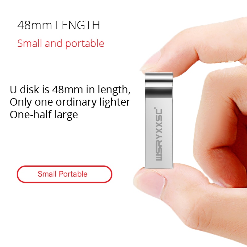 Wsryxxsc Sleutelhanger Usb Flash Drive Waterdicht Metalen Flash Drive 64Gb 32Gb 16Gb 8Gb 4Gb hoge Snelheid Usb Flash Met Adapter