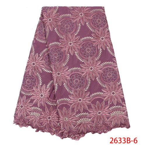 Swiss Voile Laces Fabrics African Lace Fabric Embroidered French Cotton Lace Fabric with Stones for Women KS2633B-4: picture 3
