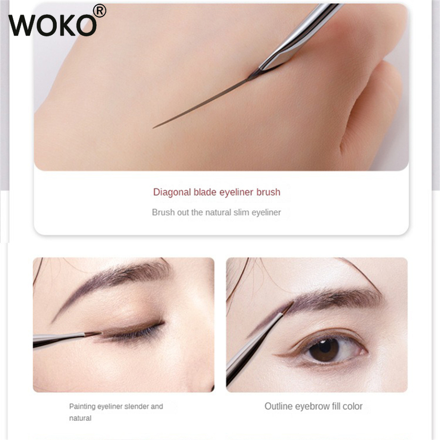 Eyeliner-Pinsel mit abgewinkelter Klinge, dünner Augenbrauenpinsel, Sichel-Eyeliner, flüssiges Gel, Eyeliner-Pinsel, dünner abgewinkelter Eyeliner, machen-hoch-Werkzeug