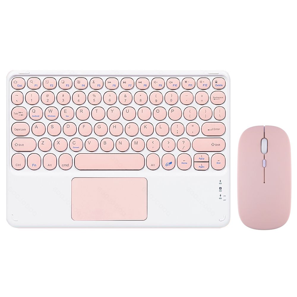 Ultra-Thin Wireless Bluetooth Keyboard and Mouse Combo Rechargeable Touchpad for iPad Xiaomi Samsung Tablet Android IOS Windows: Pink	Keyboard-Mouse